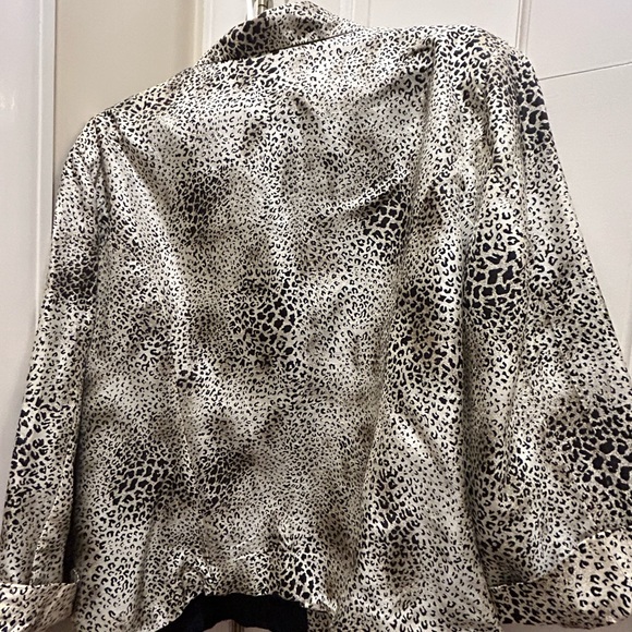 SILKLAND Leopard Silk Blazer 100% silk zippered jacket Size 2X - Picture 4 of 5